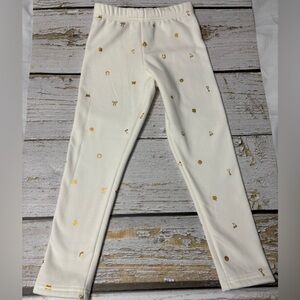 Carter's White Fleece Leggings with Gold Details- NWOT